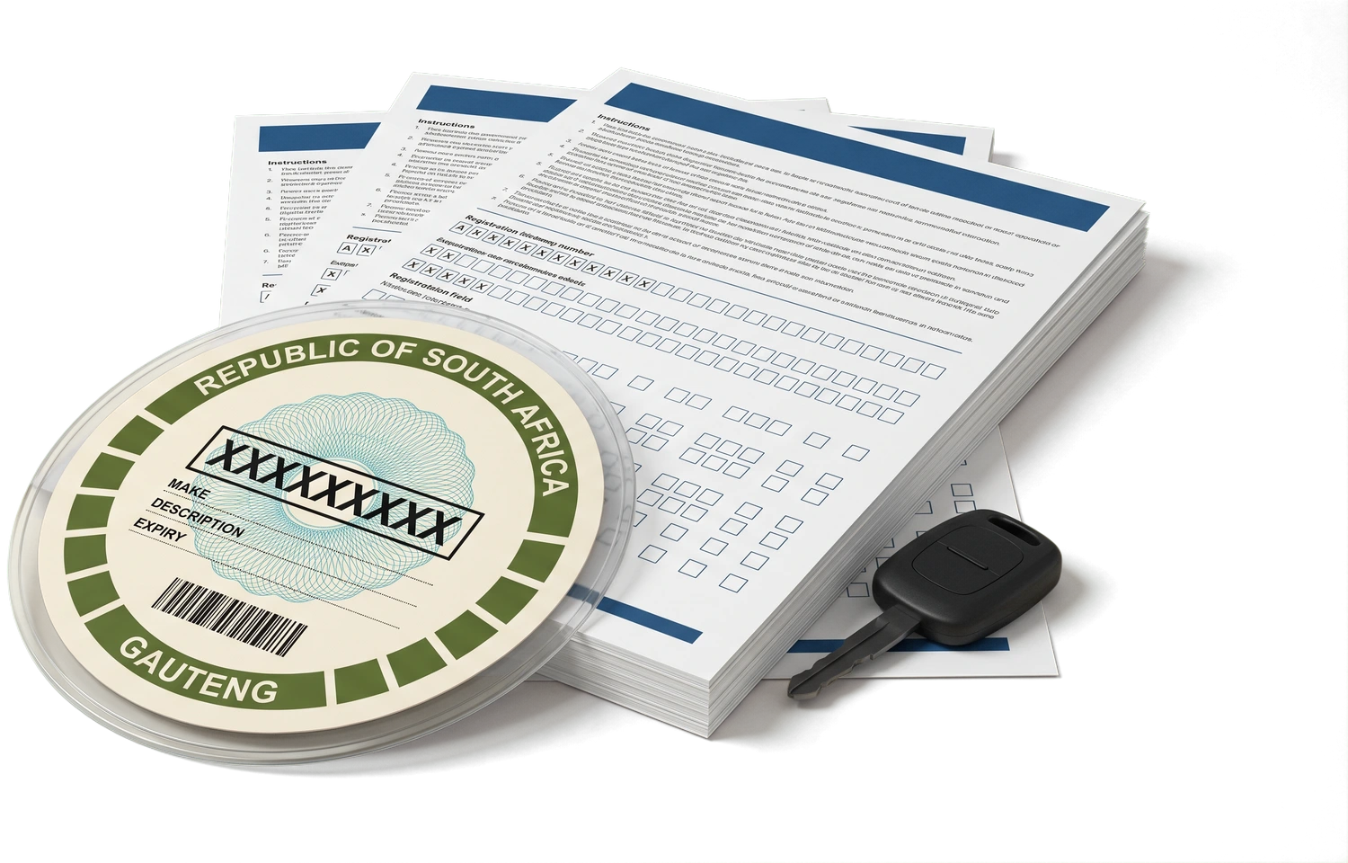 Motor vehicle licence disc and renewal paperwork